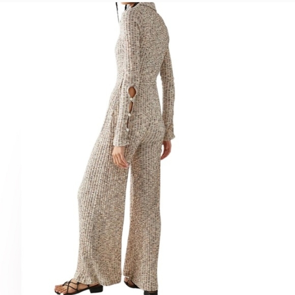 NWOT FREE PEOPLE Lost In Space Jumpsuit in Heather Combo Women's Size L - Picture 2 of 4